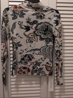 Tory Burch Floral Mock Neck Long Sleeve Top - Multicolor
